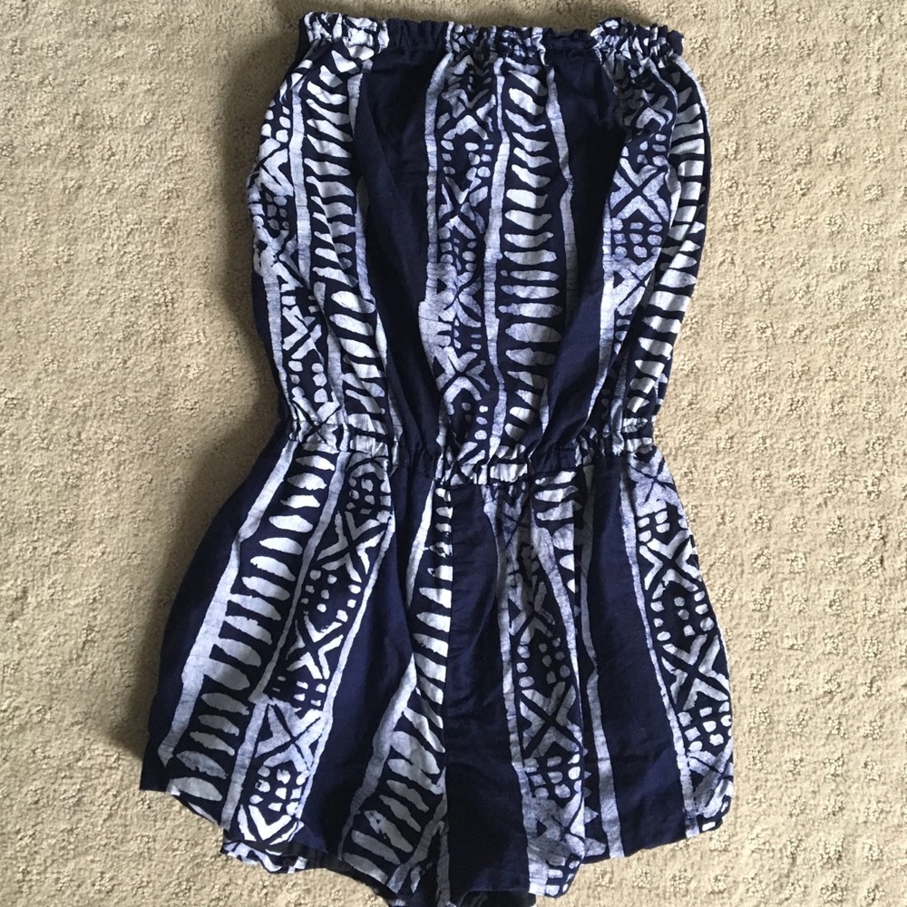 Urban Outfitters blue Aztec romper